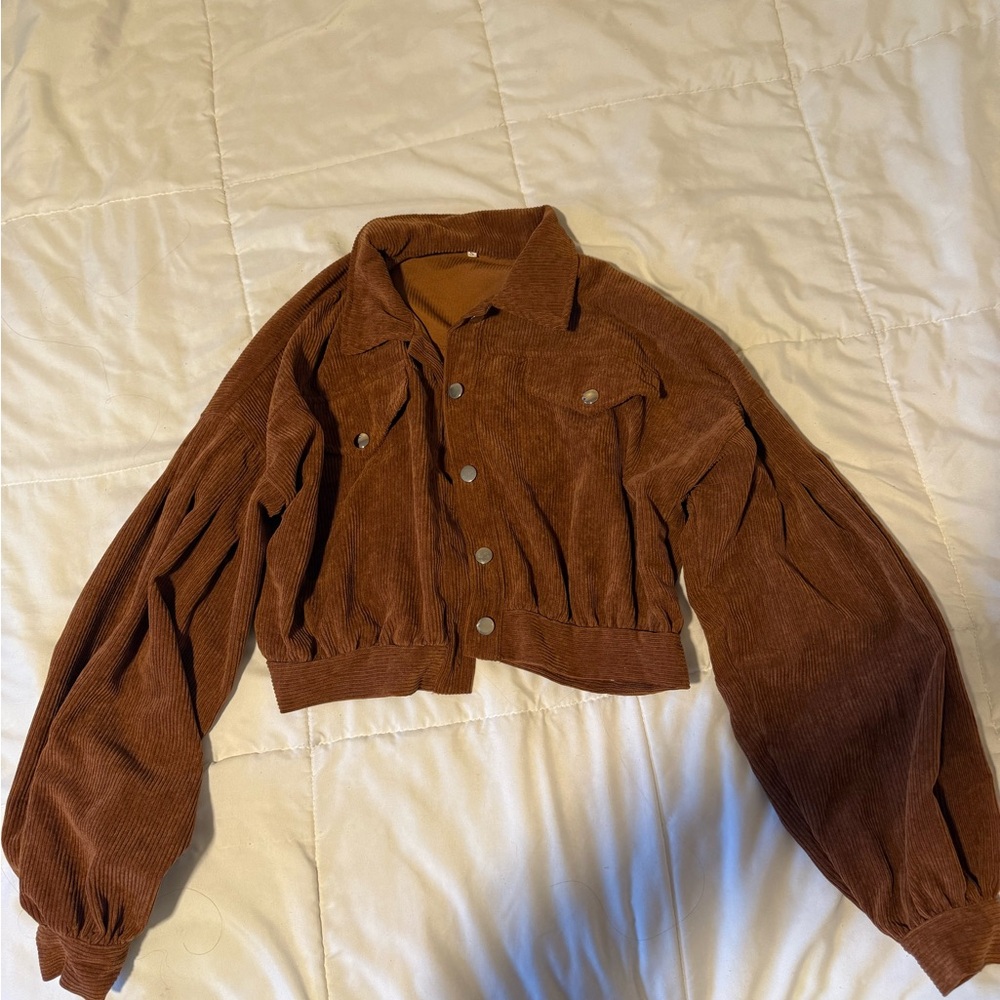 Brown Corduroy Cropped Jacket